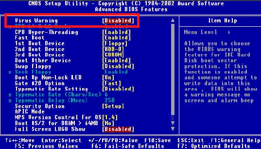CMOS setup