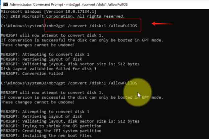 convert os disk gpt
