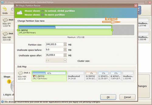 Steps to extend partition