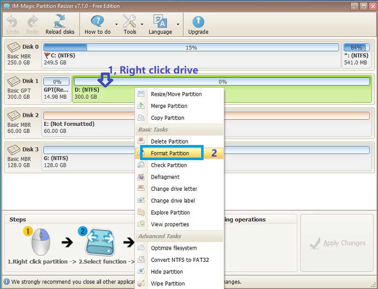 Format NTFS to FAT32