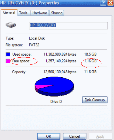 Free space check in Windows