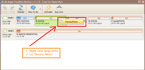 Right-click large disk drive