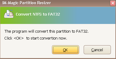 Confirm FAT32 conversion