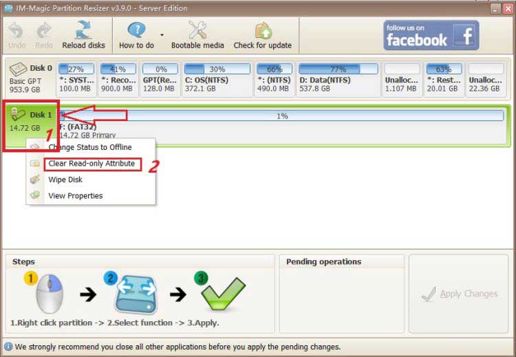 Clear readonly attribute using Partition Resizer